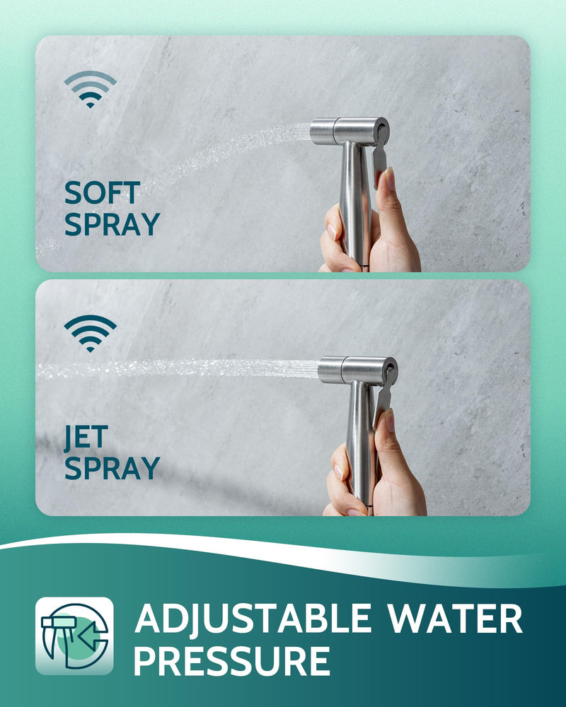 LUFEIDRA Handheld Bidet Sprayer for Toilet-Adjustable Water Pressure Jet Spray with Bidet Hose for Feminine Wash, New Premium Stainless Steel Muslim Shower Toilet Bidet Cloth Diaper Sprayer Set 1 Pack Brushed Nickel