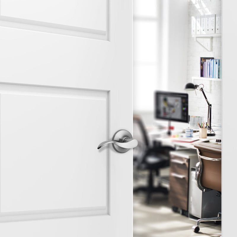 Berlin Modisch Passage Lever Door Handle [Non-Locking Lever Set] for Hallway Doors or Closets with a Satin Nickel Finish, Reversible for Right & Left Side, Classic Series Brushed Nickel Finish