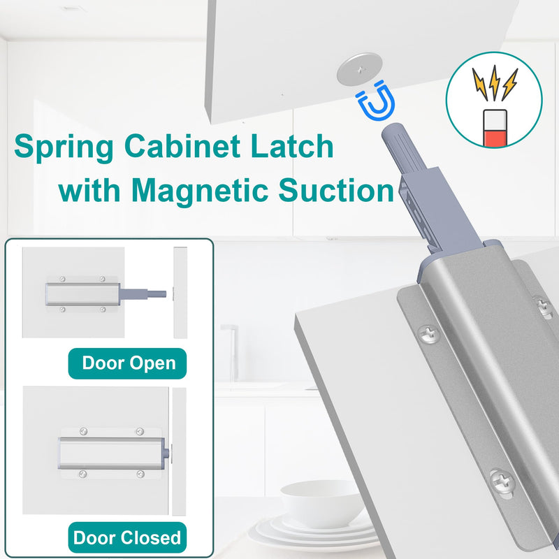6 Pcs Cabinet Magnetic Push Latches, Push to Open Touch Latches for Cabinet Door, Heavy Duty Push Release Magnetic Latch for Kitchen Drawers Wardrobes Door Closure 6 Pcs Single Push Latch