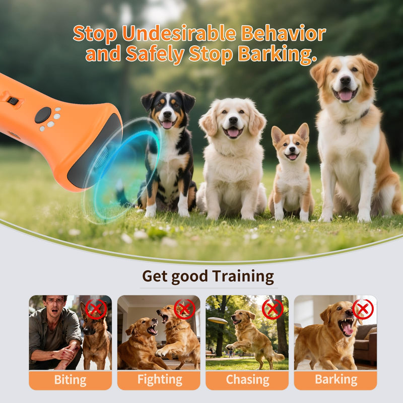 Dog Bark Deterrent Devices,Ultrasonic Anti Barking Device for Dogs, Portable Dog Training Device,Stopping Own or Neighbor's Dog Barking,Safe & Effective for Indoor & Outdoor Use(Orange)