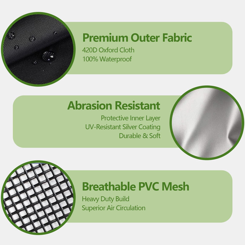2 in 1 Full Mesh Air Conditioner Cover with Roll-Up Waterproof Top-Heavy Duty 420D Oxford, Breathable Outdoor AC Unit Defender for All Season, Anti-UV, Windproof, Easy Install, 32"W x 32"D x 36"H Black 32"L x 32"W x 36"H