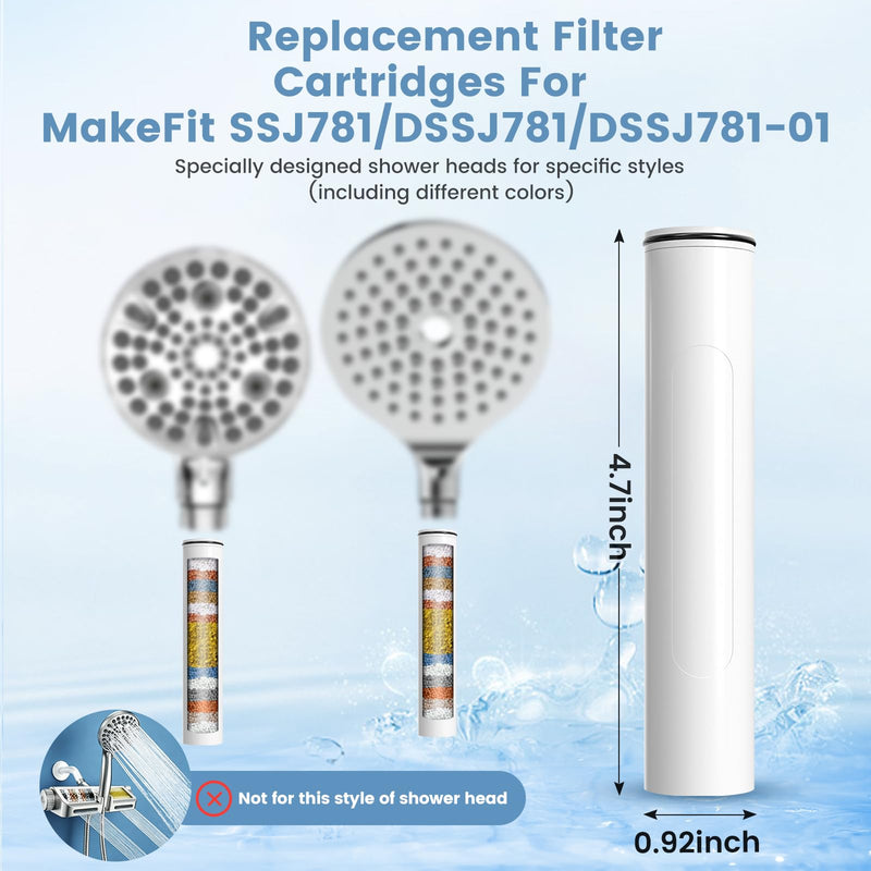 4 Pack Shower Filters Compatible with MakeFit Handheld Shower Head SSJ781/DSSJ781/ DSSJ781-01/DSS1581, Replacement Water Softener Filters Beads for Hard Water Remove Chlorine, Reduces Dry Itchy Skin 4