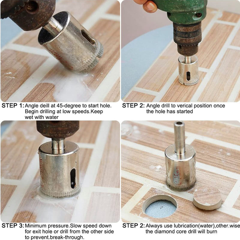 1/8" / 3mm Diamond Hole Saw Drill Bits, Glass Hole Saw Tile Hole Saw Suitable for Ceramic Glass Tile Porcelain Marble - Pack of 15 3mm | 1/8"