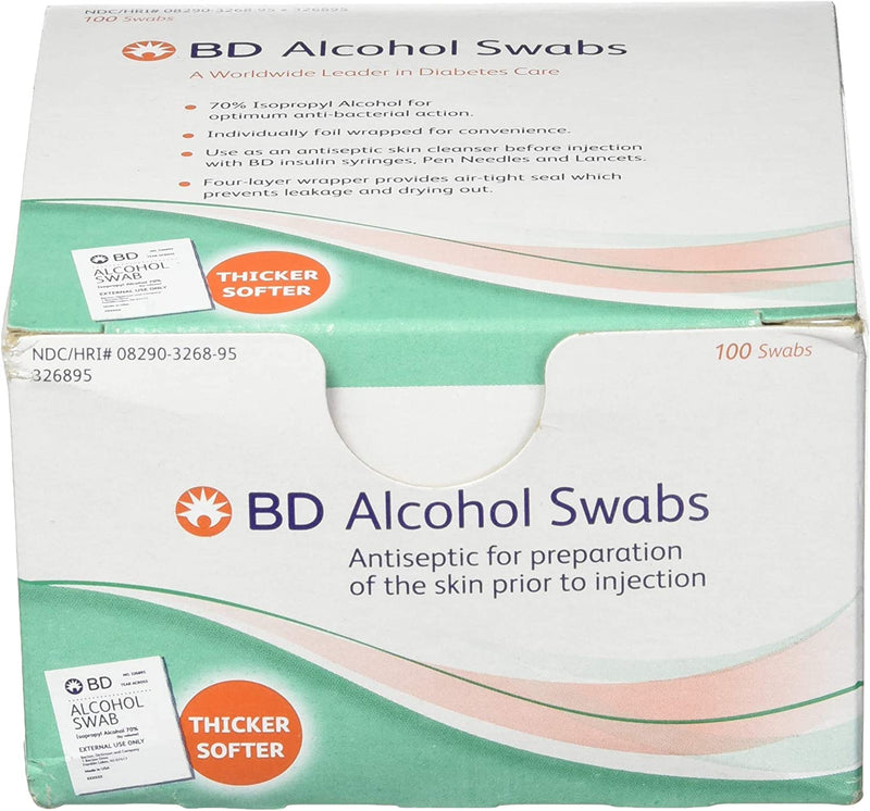 BD Alcohol Prep Swabs - 100 Swabs