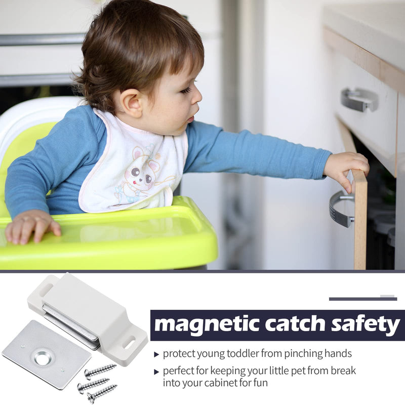 Moxweyeni Single Magnetic Catch Kitchen Cabinet Magnets Heavy Duty 15lb Cabinet Magnetic Catch Zinc Cupboard Door Magnets Window Magnet Magnetic Door Catch Drawer Latch Closet Closing Closures White 24