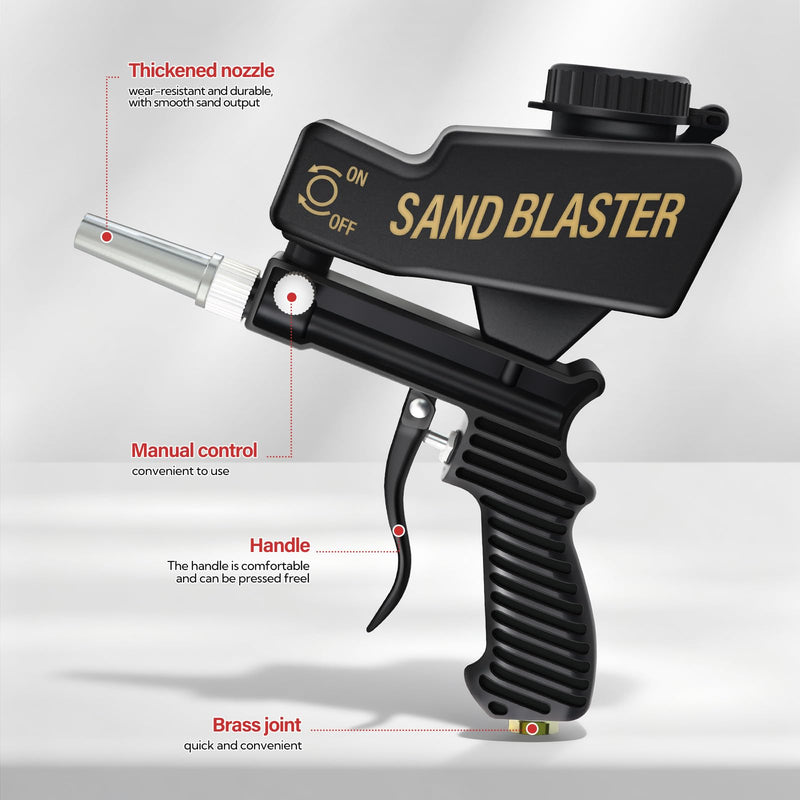 Small Handy Sand Blaster, Air Portable Sand Blasters Kit for Grinding and Polishing Burrs and Rust Removal on the Surface of Metal Materials