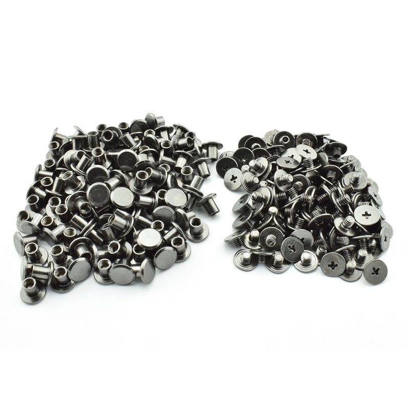 LQ Industrial 120pcs Chicago Screw Cross Head Phillips Drive Binding Screws Rivet Book Binding DIY Leather Craft Assembly Bolt 5x6mm Black - NewNest Australia