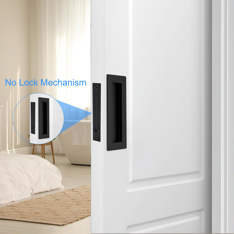 Dontay Pocket Door Pull Handle,304 Stainless Steel,Rectangle Recessed Flush Finger Pulls & Edge Spring Pull,No Lock,Hardware Set for More Than 1-1/8” Thickness Sliding Door(Matte Black,6'') 6 inch ( 150 mm) 1Pack Matte Black