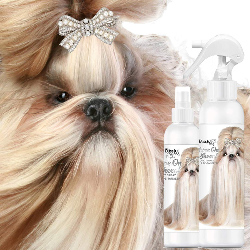 [Australia] - The Blissful Dog Shine-On + Sheen Coat Spray, All Natural Leave in Conditioner and Detangler for Your Dog 8-Ounce 