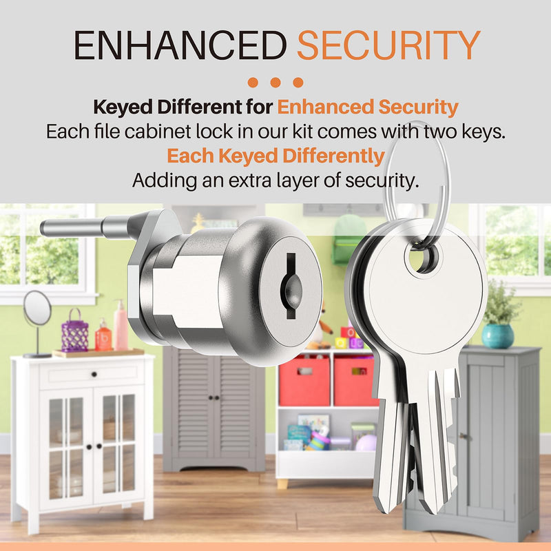 File Cabinet Lock Replacement Compatible with Hirsh Industries - with 2 Keys, Fits Vertical Drawers, Filing Cabinets & Small Safe Box