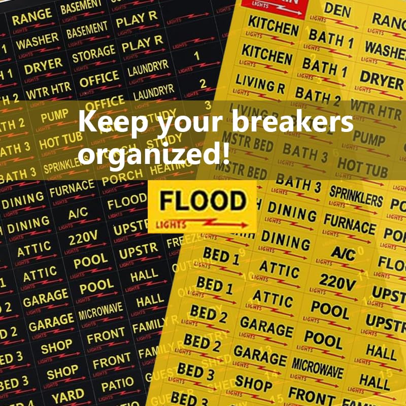 Circuit Breaker Labels, Breaker Box Label, 129 Electrical Panel Labels Fuse Box Stickers, Easy Read and Install (Yellow) Yellow