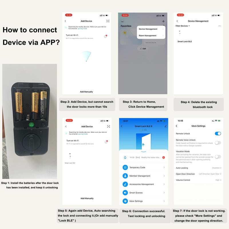 Keyless Entry Door Lock - Fingerprint Door Locks with App Control - Smart Deadbolt for Front Doors - Biometric Security, Auto-Lock&One-Touch-Lock, IP54 Waterproof, Easy Install Fingerprint Door Lock