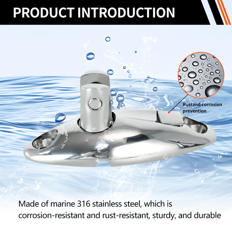 Boat Bimini Top Swivel Hinge - 316 Stainless Steel Deck Side Mount Quick Release Hinge, 360 Degree Rotation Marine Hardware Accessories（2 Pack）