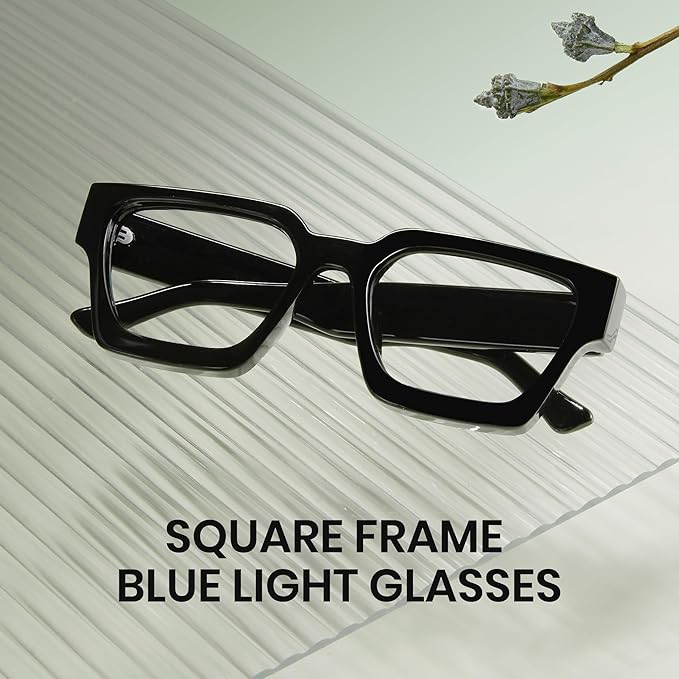 Cyxus Thick Cell Frame, Date Glasses, Blue Light Reduction, No Degree, UV Protection, Stylish, Unisex - NewNest Australia