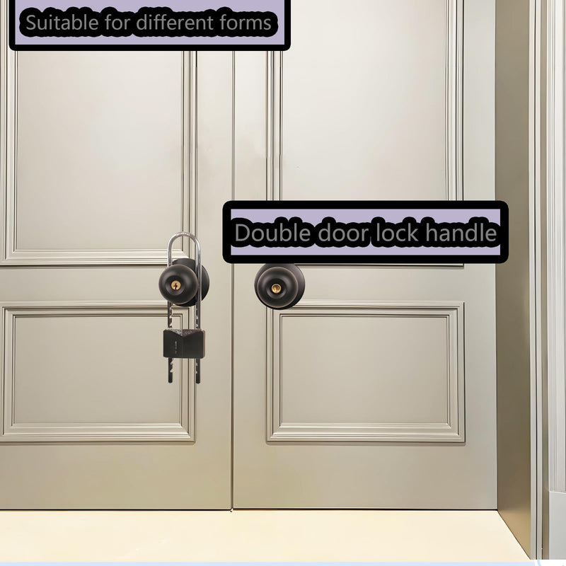 Double Door Security Lock for French Doors | French Door Locks & Double Door Locks | Reinforced Lock with Knob & Handle | Prevent Kicking in | French Door Security