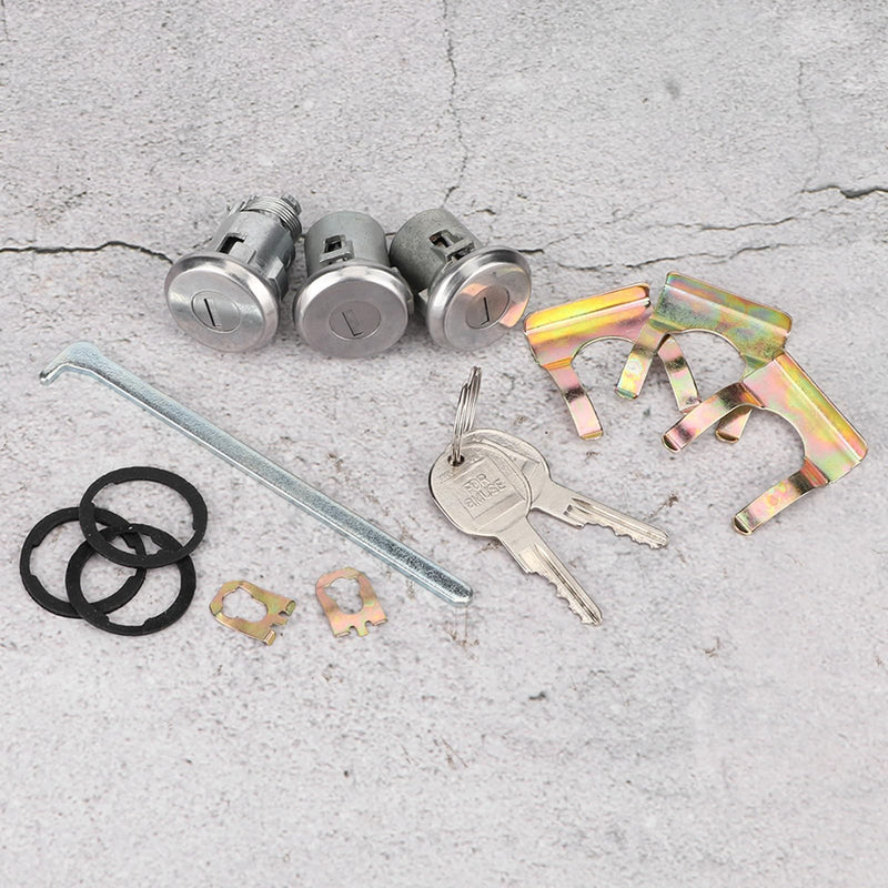 Door Lock Cylinder Set, OE Number 654394765282, Car Door Lock with 2 Keys, Iron Car Door Trunk Key Kit, Round Head Keys Trunk Key Replacement for Family Sedans, Suvs