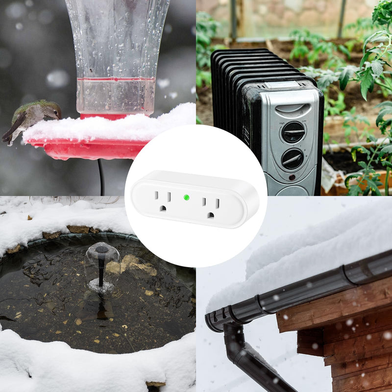 Thermostatically Controlled Outlet - On at 32°F/Off at 50 °F, Thermostat Plug Outlet, No Need to Close Manually, for Chicken Water Coop Heater Heated Water Bowl Bird Bath Deicer Roof Cable (1 Pcs) 1 Pcs