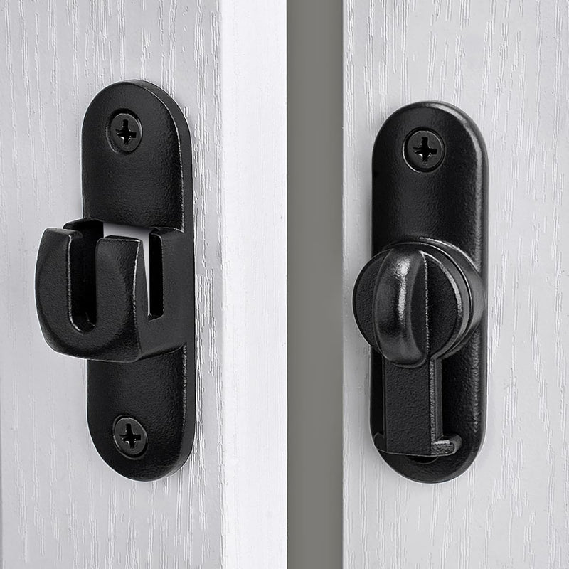 Matte Black 90/180° Barn Door Latches，Right Angle Door Lock,Zinc Alloy Flip Latch for Cabinets, Barn, Bathroom,Windows, Gardens, Cabinets and Small pet Cages Matte Black 1