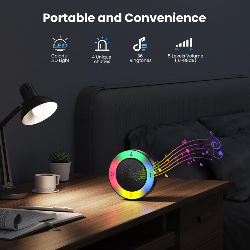 TECKNET Solar Wireless Driveway Alarm with 2600FT Long Range & 36 Melodies & 5 Volumes and Supports 4 Zones Weatherproof Motion Sensor Alarm to Protect Inside/Outside Property (1 Receiver 1 Sensor) RGB Receiver and Sensor