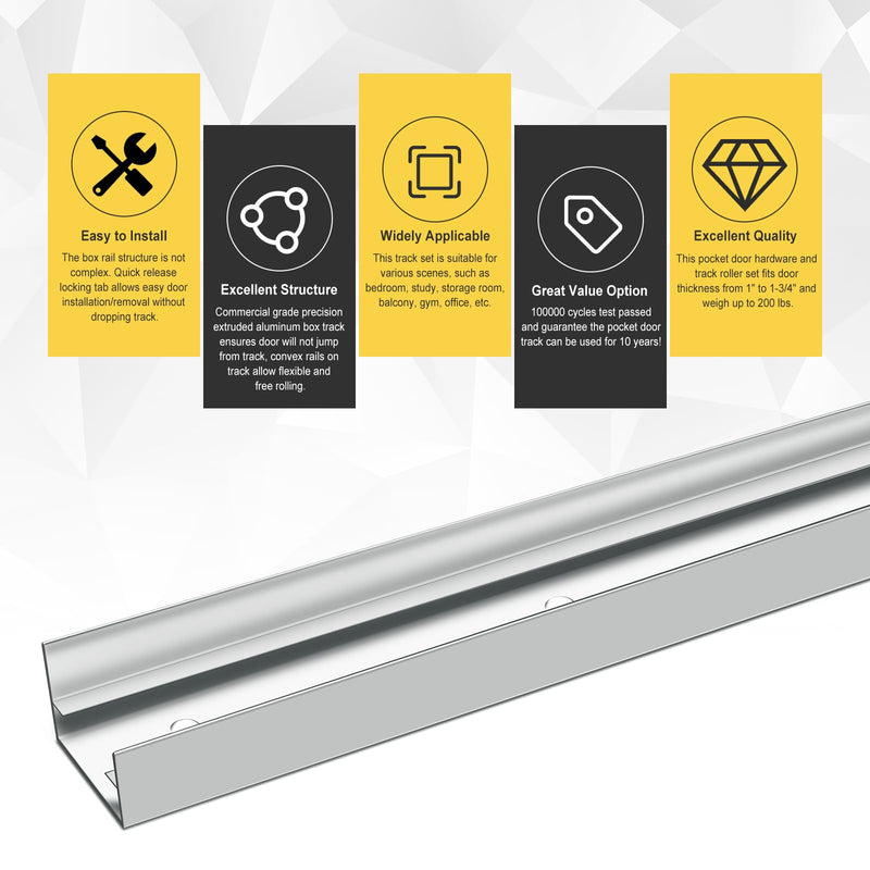 Bifold Closet Track Kit, 24inch Length, Steel Track, White (1 Kit) 24 Inch