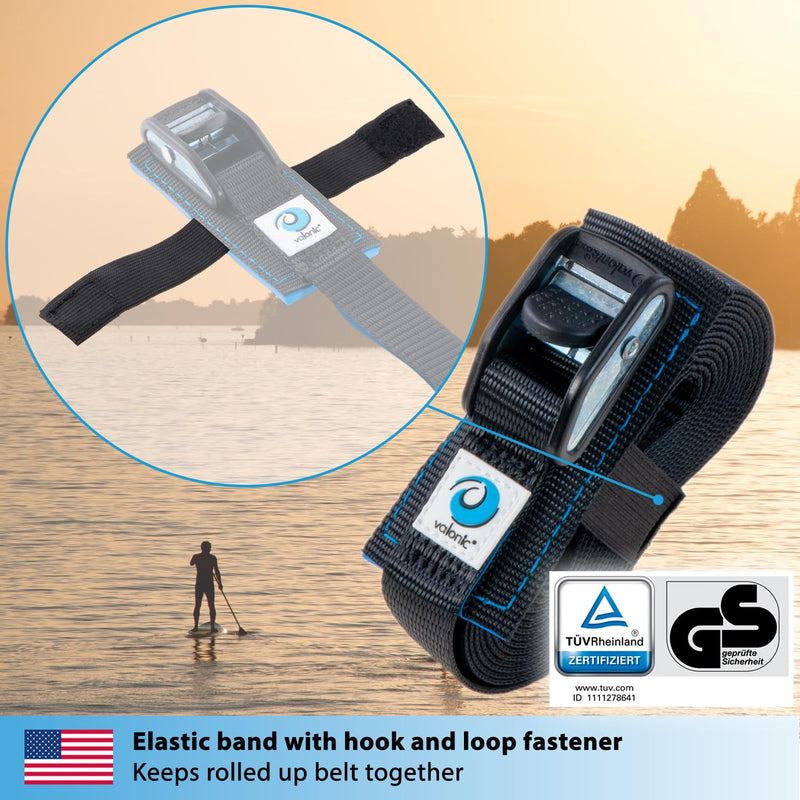 valonic Dolphin - Short tie Down Straps - 2 Pack, 3.3 ft x 1 inch, 2200 lbs, TÜV Rheinl. Certified, Protection pad, cam Buckle - for Bicycle, roof Rack, Luggage, Motorcycle