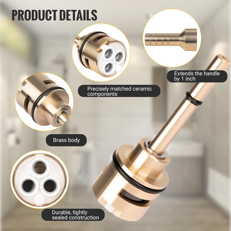 3-Setting Diverter Cartridge Replacement Part Set – Compatible with RP51918, R11000,R22000 Faucet Valve Replacement Trim Kit, 3-Way Brass Shower Diverter Valve