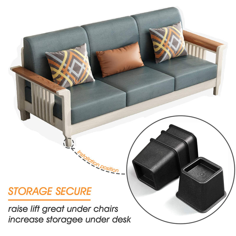 Ihomepark Bed Risers 5 Inch, Heavy Duty Square Furniture Frame Lift for Couch, Chair, Desk, Sofa and Bunk Bedpost, Set of 4