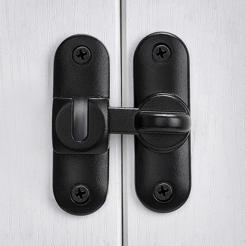 Matte Black 90/180° Barn Door Latches，Right Angle Door Lock,Zinc Alloy Flip Latch for Cabinets, Barn, Bathroom,Windows, Gardens, Cabinets and Small pet Cages Matte Black 1