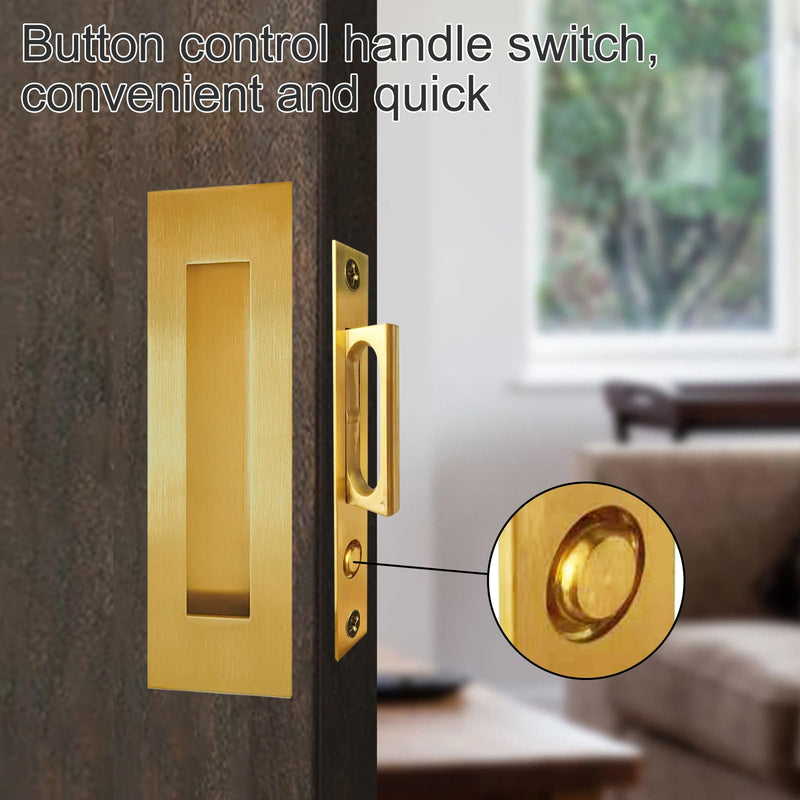 Recessed Finger Flush Pulls with Edge Pull - Suitable for Pocket Door,Closet Door,Sliding Doors, Barn Door Handle Hardware (Gold, 6inch) Gold