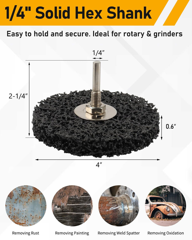 Paint Stripper, 4 in Effective Paint Remover for Metal, 2 PCS Quick Change Paint Eater as Rotary Disc or as a Brush (on face), for Grinding Wood, Metal, Plastic and Fiberglass