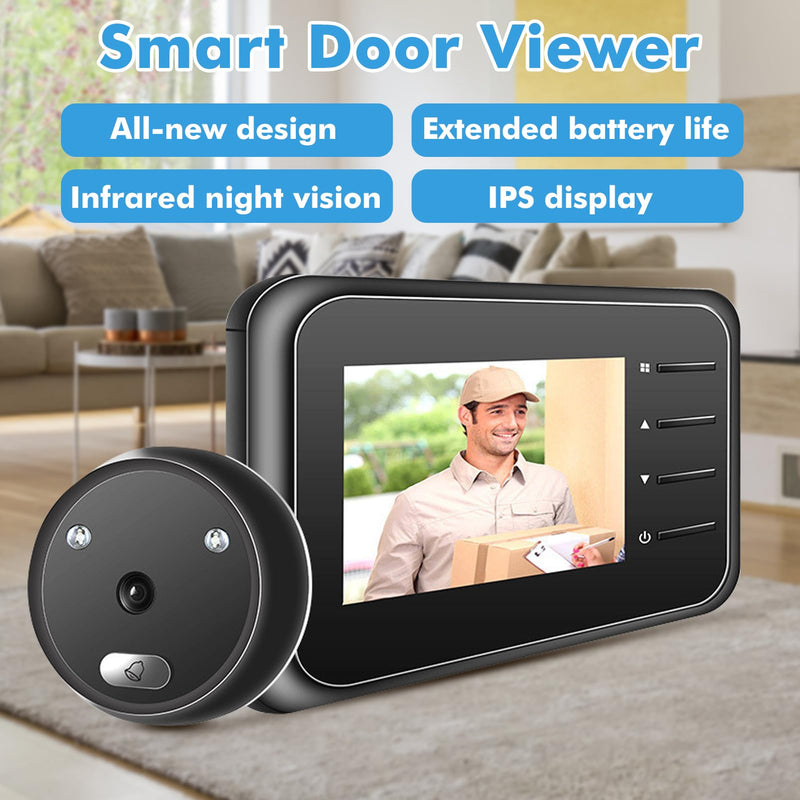 Digital Door Viewer, 2.4in Smart Door Viewer TFT LCD Screen Display 0.3MP 95° Wide Angle Camera Photo Recording, Peephole Camera for 0.59-0.98in Diameter Door Hole