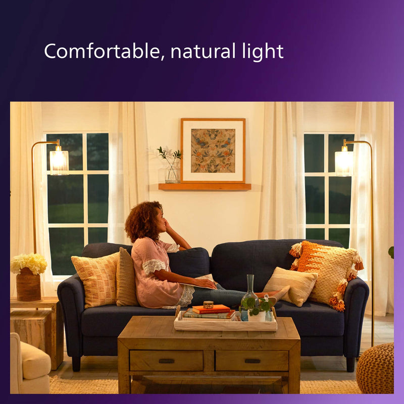 PHILIPS LED 100-60-40W A21 4-Pack 3-Way Soft White (2700K) 1600-800-450 Lumen (14-8-5W = 100-60-40W) Frosted Flicker-Free Light Bulbs
