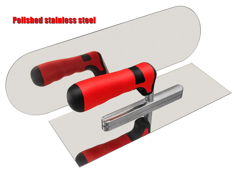 Concrete Tools Set Stainless Steel Flat Finishing Trowel (11" x 4") and Pool Trowel (14" x 4") Drywall Cement Plastering Masonry Construction Hand Kit