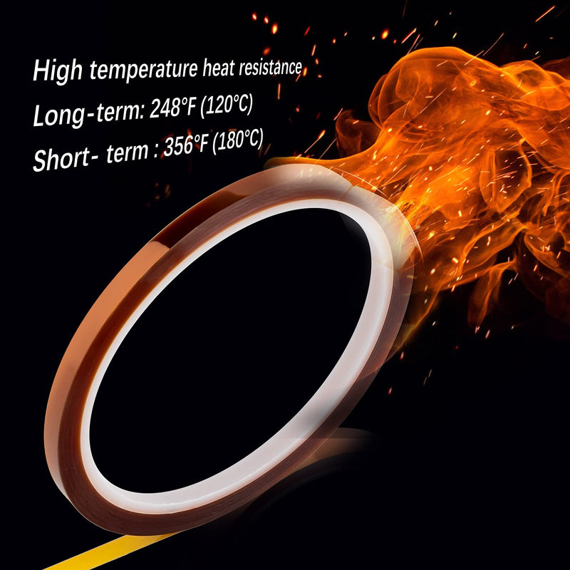 LUTER 2 Pcs Kapton High Temperature Sublimation Tape Heat Resistant Thermal Tape for Printing Sublimation Heat Transfer Insulation Wave Soldering (5 mm x 33 m, Fawn) 5mm