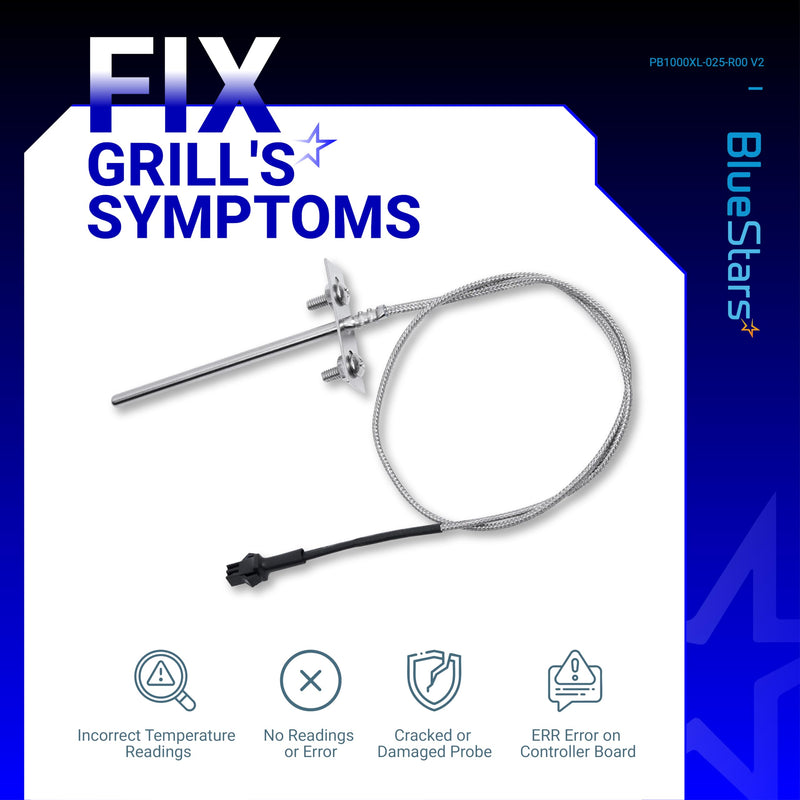 [Upgraded] BlueStars RTD Temperature Probe Sensor, Compatible with Pit Boss Pellet Grills and Smoker, Temp Probe Replacement, Meat Probe Sensor PB1000XL-025-R00 V2 (70123-AMP)