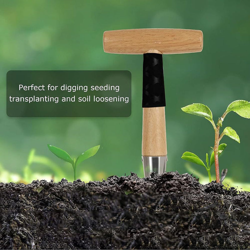 Hand Dibber Bulb Planter Tool Dibber Gardening Hand Tools with 5 Inch Measurements Stainless Steel Sow Dibbler with Non-slip Handle Seed Planter Tool Seed Dispenser Hole Digger (Yellow) Yellow