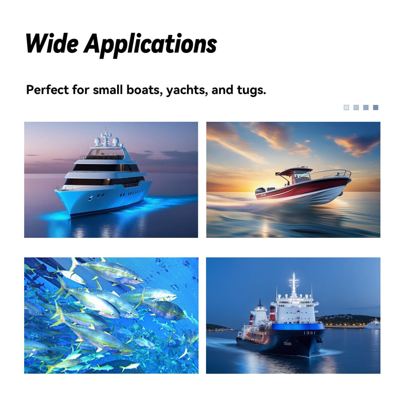 Marine-Grade Underwater LED Boat Lights, 700 Lumens of Single Color High Output Light, Ideal for Boats, Tugs, Fishing, Dinghies, Compatible with 10-30V DC Power Systems, Sold in Pairs Blue Underwater LED Boat Lights Gold