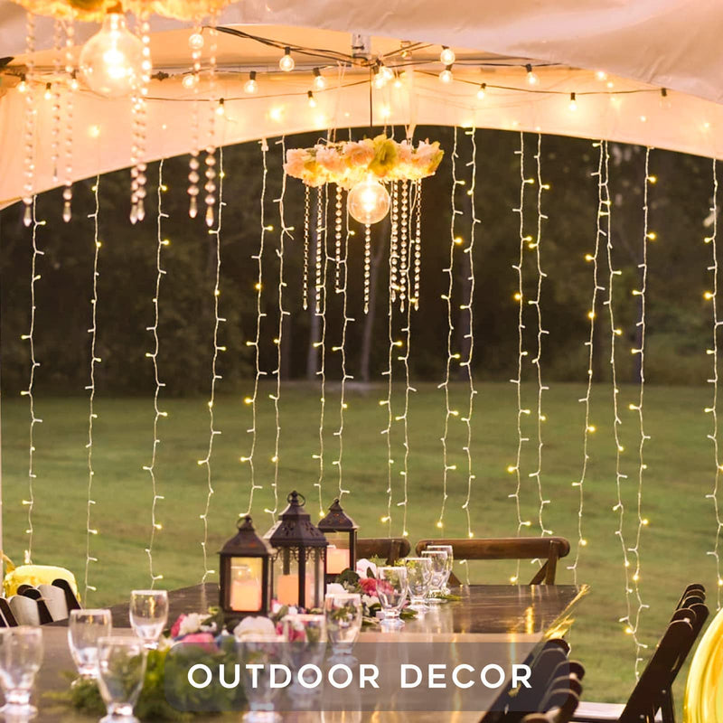 suddus Curtain Lights for Bedroom, 200 Led Hanging String Lights Outdoor, Fairy Curtain Lights Indoor for Christmas, Dorm, Wall, Backdrop, Window, Wedding, Party, Brithday Decor, Warm White USB-200 LED