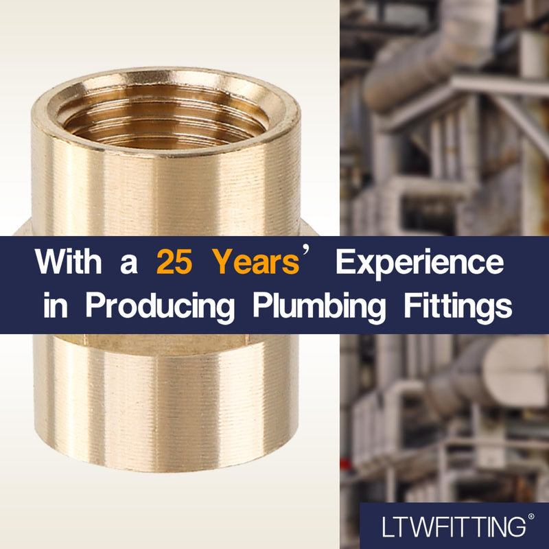 LTWFITTING LF Brass Pipe Fitting 3/8" Female NPT Coupling Water (Pack of 25) Pack of 25