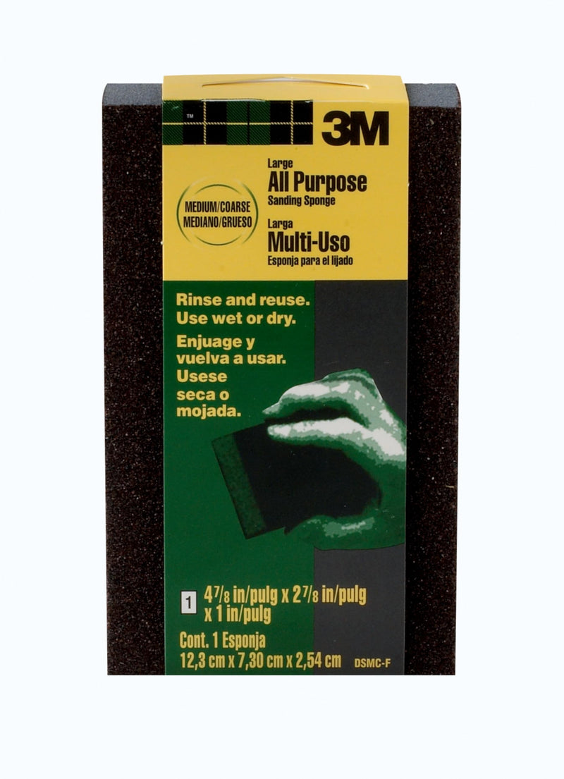 3M™ General Purpose Sanding Sponge DSMC-ESF-10, 2 7/8 in x 4 7/8 in x 1 in, Dual Grit, Medium/Coarse, 10 ea/cs 4-7/8 in x 2-7/8 in