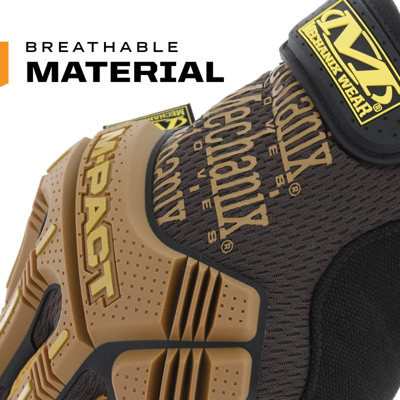 Mechanix Wear M-Pact Leather Gloves - Leather Impact-Resistant Work Gloves for Hand Support - Breathable Design - Shock Absorbing - Machine Washable - Brown/Black - Small