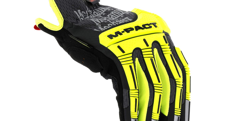 Mechanix Wear: Hi-Viz M-Pact Open Cuff E5 Work Gloves (X-Large, Fluorescent Yellow) X-Large