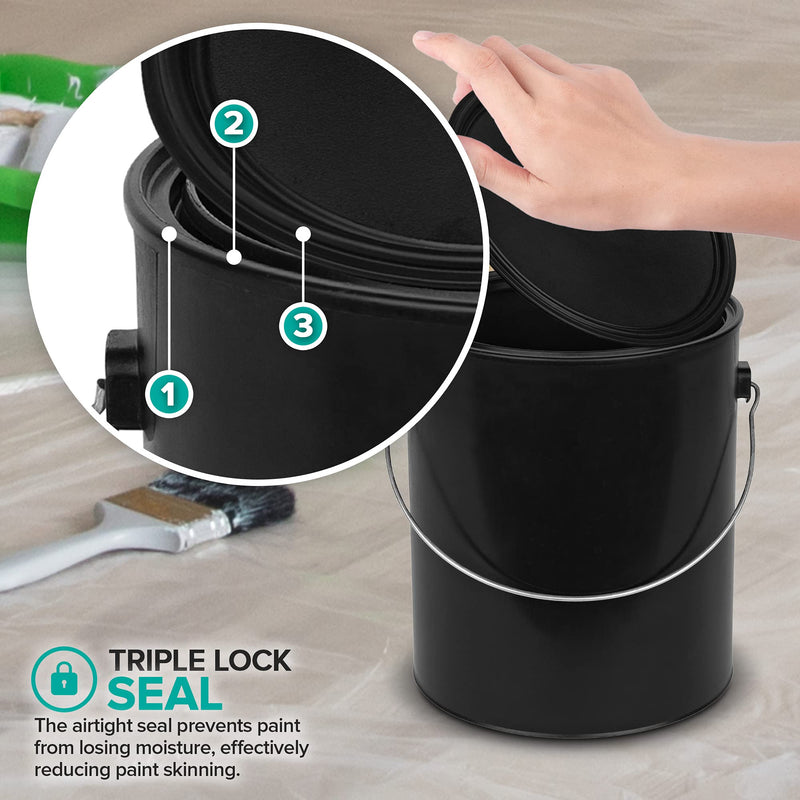 All-Plastic Paint Can (2 Pack) - Gallon Bucket with Metal Handle - Small Bucket with Airtight Seal - Rust Proof Plastic Paint Container with Lid - Reusable Paint Storage Container - Stock Your Home 2