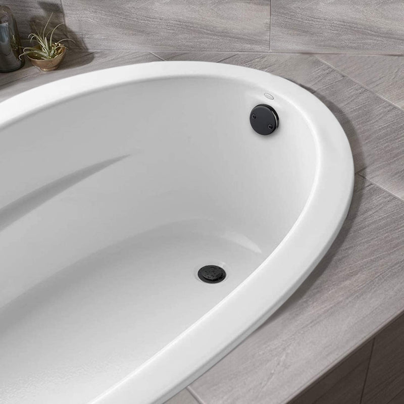 Artiwell Tip-Toe Tub Trim Set with Two-Hole Overflow Faceplate, Replacement Bath Drain Trim Kit with 2-Hole Overflow Faceplate and Universal Fine/Coarse Thread (MATT BLACK) MATT BLACK