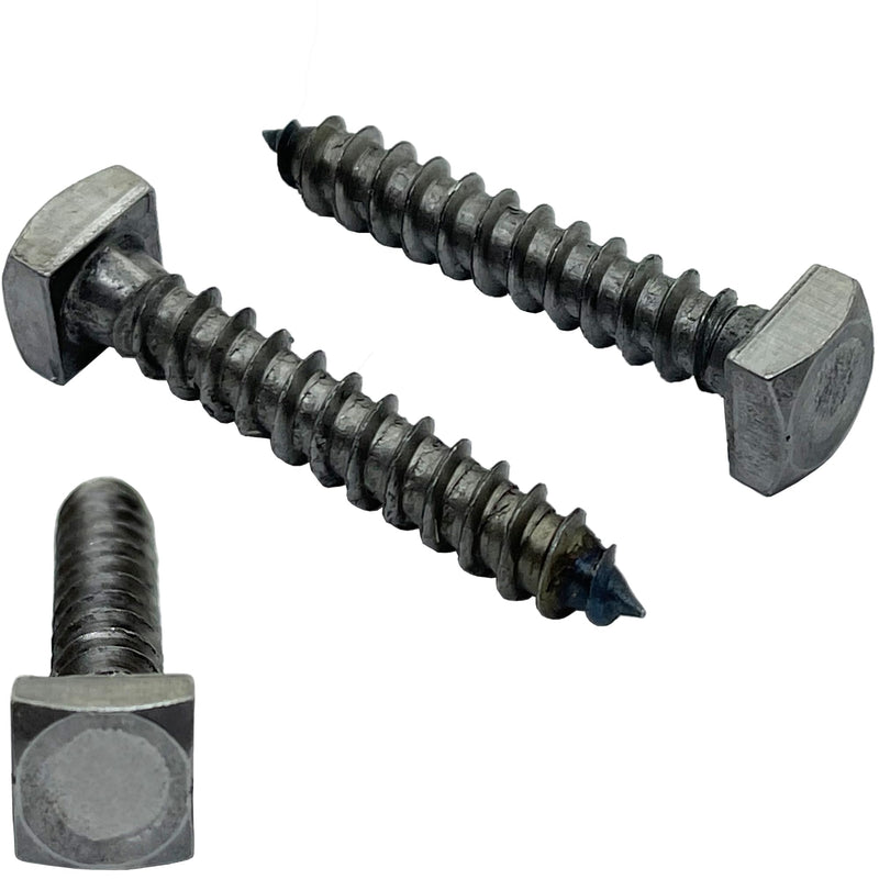 ¼” x 1.5” - Rustic Square Head Lag Wood Screws – Decorative Antique Metallic Square Drive Lag Bolts – Bare Metal - ¼ in x 1 ½ in - for Hinges, Cabinets & Doors (25, Screws) 25