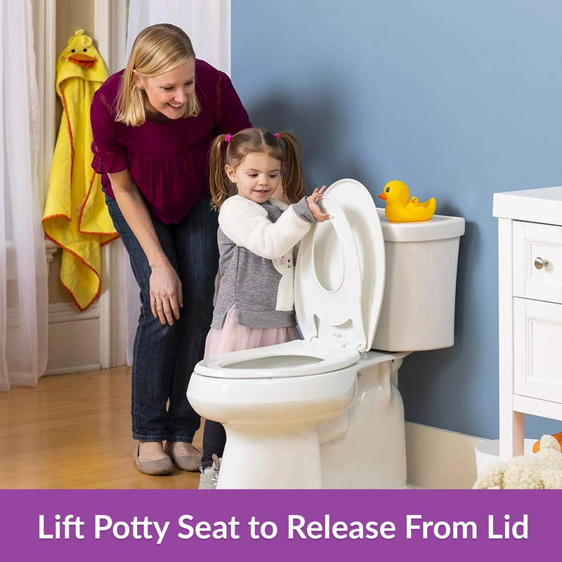 Little2Big Toilet Seat with Built-In Toddler Potty Training Seat, Slow Close, Easy to Install, ELONGATED, White STANDARD