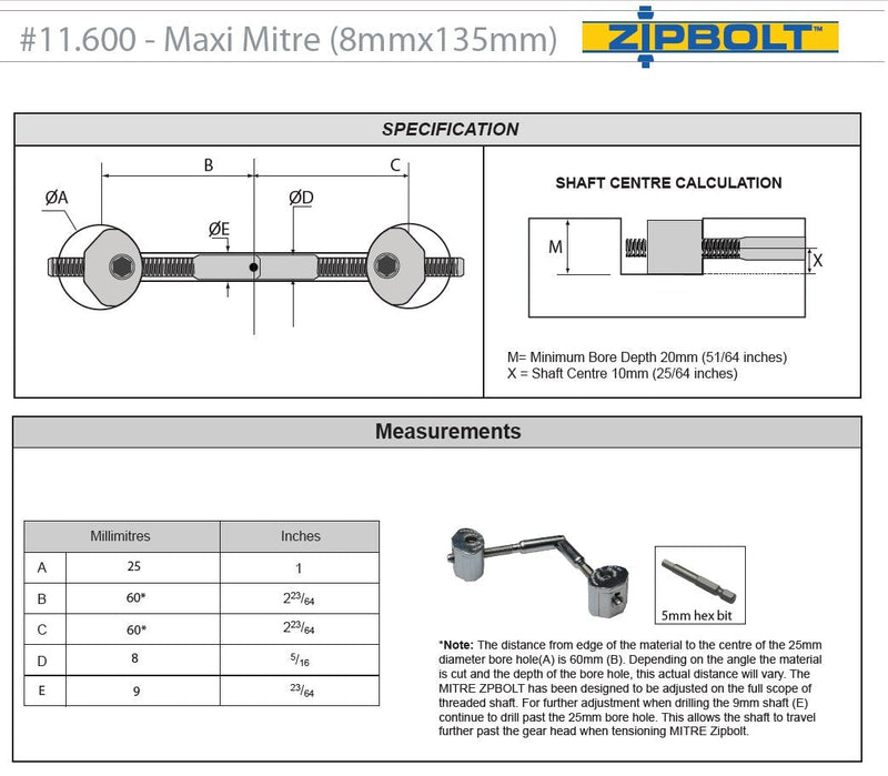 Zipbolt UT 11.600 Maxi Mitre Connector Bulk Pack — Connects Mitered Staircase Handrail Sections, Residential and Commercial Installation, New Construction and Remodels 10 Pack