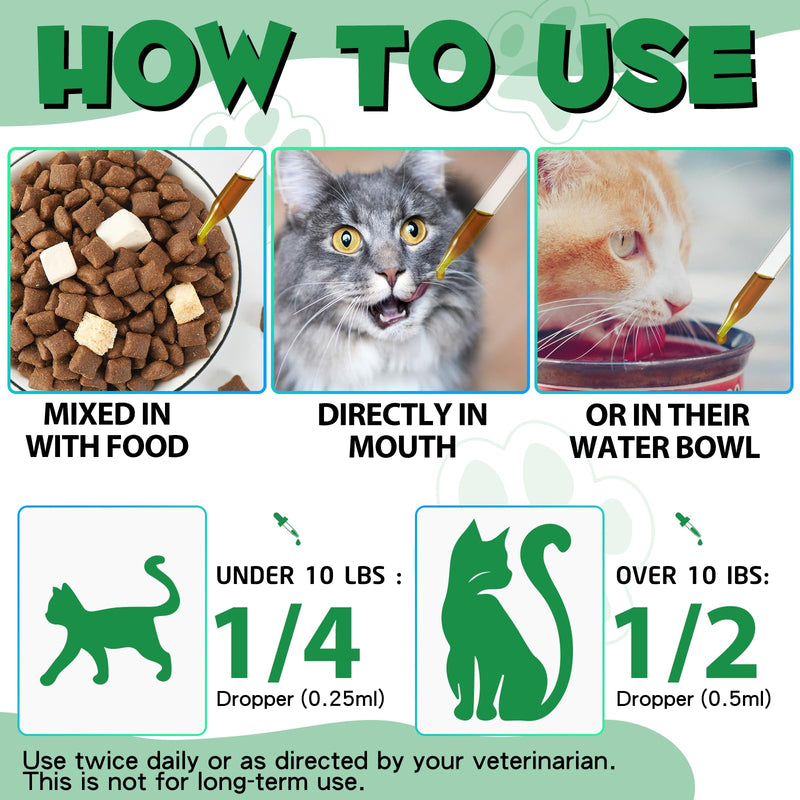 Specifically Formulated for Cats, Cats Natural Broad Spectrum, Digestive Support, Promotes Gut Health & Flora Balance, Cat Multivitamin Supplement Drops with Probiotic