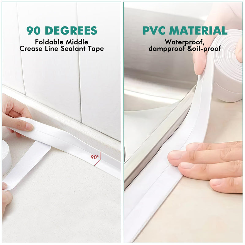 White Caulk Tape,1 Rolls Waterproof Toilet Caulking Tape,Kitchen Sink Sealant Tape Caulk Strip,Toilet Sealer Around Toilet Base,Bathtub Caulk Sealing Strip Tape (1.5" x 10.5Ft)… 1.5" x 10.5Ft
