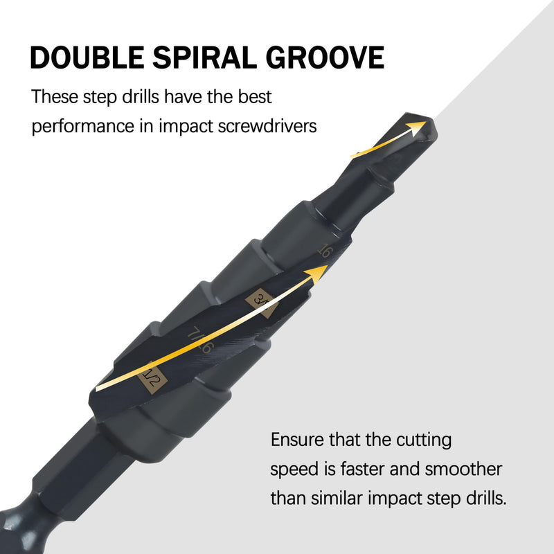 48-89-9241 Shockwave Impact Duty Step Drill Bit for Milwau-kee 1/4"-1/2"
